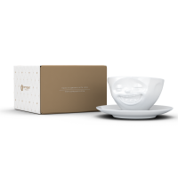 58 Fiftyeight - Kaffeetasse 200 ml - lachend - weiß