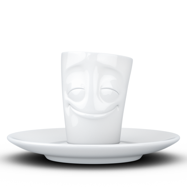 58 Fiftyeight - Espressobecher mit Henkel 80 ml - vergnügt - weiß