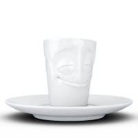58 Fiftyeight - Espressobecher mit Henkel 80 ml - vergnügt - weiß
