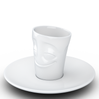 58 Fiftyeight - Espressobecher mit Henkel 80 ml - vergnügt - weiß