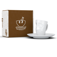 58 Fiftyeight - Espressobecher mit Henkel 80 ml - verdutzt - weiß