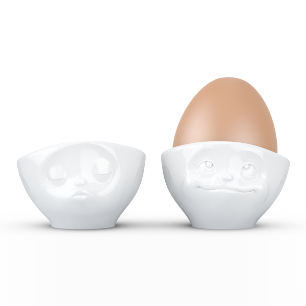 58 Fiftyeight - Eierbecher Set - glücklich & hmpff - weiß