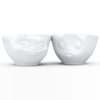 58 Fiftyeight - mittleres Schälchen 2er Set 200 ml - küssend & grinsend - weiß