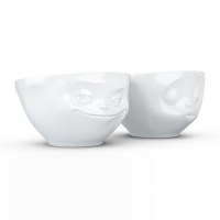58 Fiftyeight - mittleres Schälchen 2er Set 200 ml - küssend & grinsend - weiß