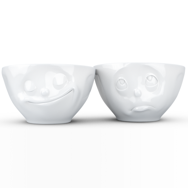 58 Fiftyeight - mittleres Schälchen 2er Set 200 ml - glücklich & och bitte - weiß