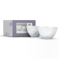 58 Fiftyeight - mittleres Schälchen 2er Set 200 ml - glücklich & och bitte - weiß