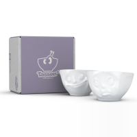 58 Fiftyeight - mittleres Schälchen 2er Set 200 ml - glücklich & och bitte - weiß