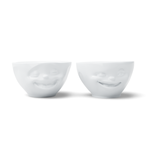58 Fiftyeight - mittleres Schälchen 2er Set 200 ml - lachend & zwinkernd - weiß