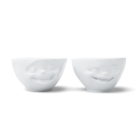 58 Fiftyeight - mittleres Schälchen 2er Set 200 ml - lachend & zwinkernd - weiß