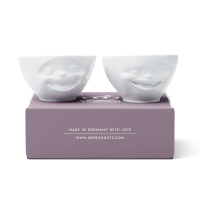 58 Fiftyeight - mittleres Schälchen 2er Set 200 ml - lachend & zwinkernd - weiß
